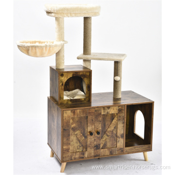 New Design Wholesale Cat Product Modern Cat Scratch Tree Cat Furniture Condo Tower Litter Box